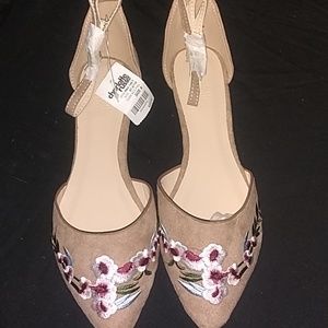 Charlotte Russ Flowered ankle strap flats